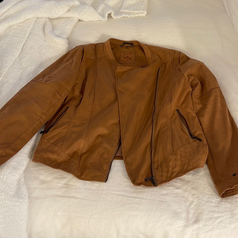 Tan suede biker jacket